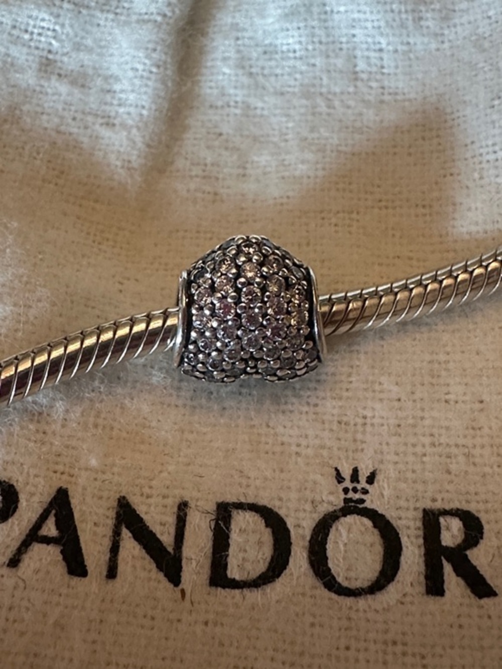 Pandora Silver Pave Heart Charm - Picture 3 of 6